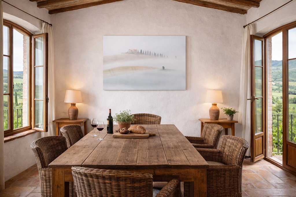 Fine-Art-Wandbild als dezenter Blickfang in einem privaten Wohnraum