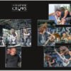 Layout-Musterseite aus dem Forest Metal Fest Booklet: Dynamische Doppelseite mit mehreren Live-Shots und Headbanging-Action der Band A Feast for Crows auf der Festivalbühne. Fotografie von Roland Seichter.