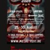 Das offizielle Cover des Photo-Booklets 'Das Forest Metal Fest 2026 - Eine Dokumentation'. Das Poster-Motiv zeigt eine große, feurige Teufelsfratze mit Hörnern, umgeben von Flammen. Oben steht 'FOREST METAL FEST 2026'. Darunter sind zahlreiche Bandlogos wie Pro-Pain, Nord, Dust Bolt und Lacrimas Profundere zu sehen, sowie das Datum '25.-30. AUGUST' und der Veranstaltungsort 'BAD WÖRISHOFEN'. Ganz unten steht die Website 'WWW.METAL-FEST.DE'.