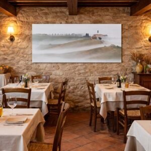 Das Wandbild Agriturismo Il Rigo als atmosphärisches 2:1 Panorama in einem stilvollen italienischen Restaurant