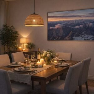 Wandbild Wattewolken als Dekoration im Esszimmer